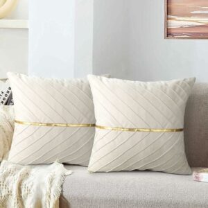 Cushion Covers, Velvet Cushion Covers 40x40cm Beige Pillow Case